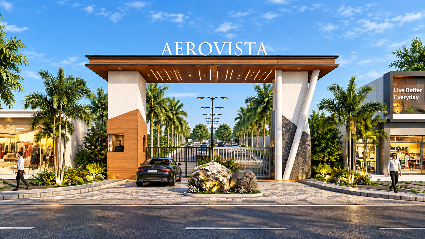 Aerovista Dholera gated residential plot entrance gate